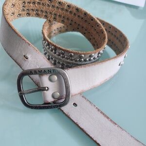 Armani Exchange A/X white leather silver belt, preloved